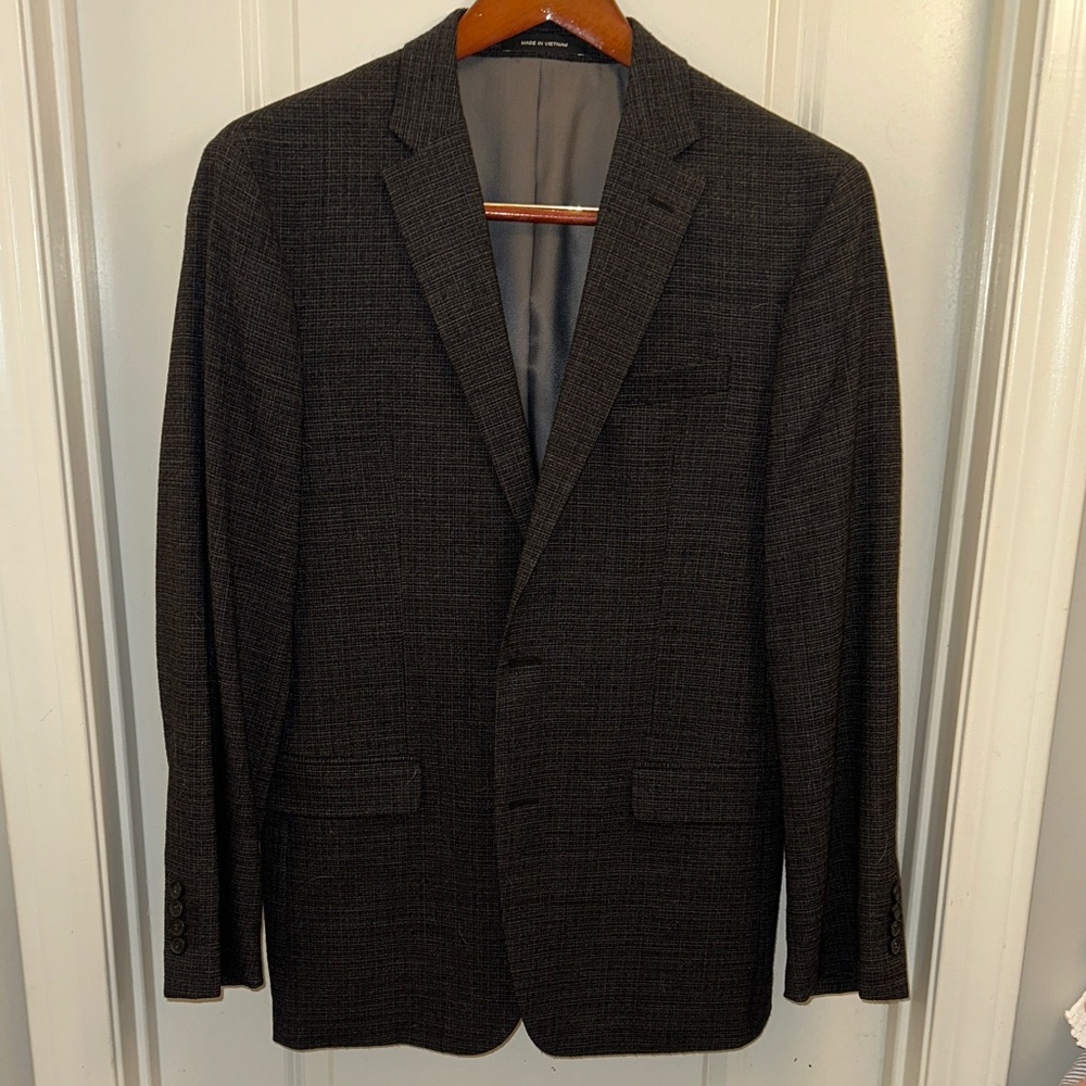 Kenneth Cole Size 40 Long Slim Fit Dark Grey Men's two button Classic Blazer